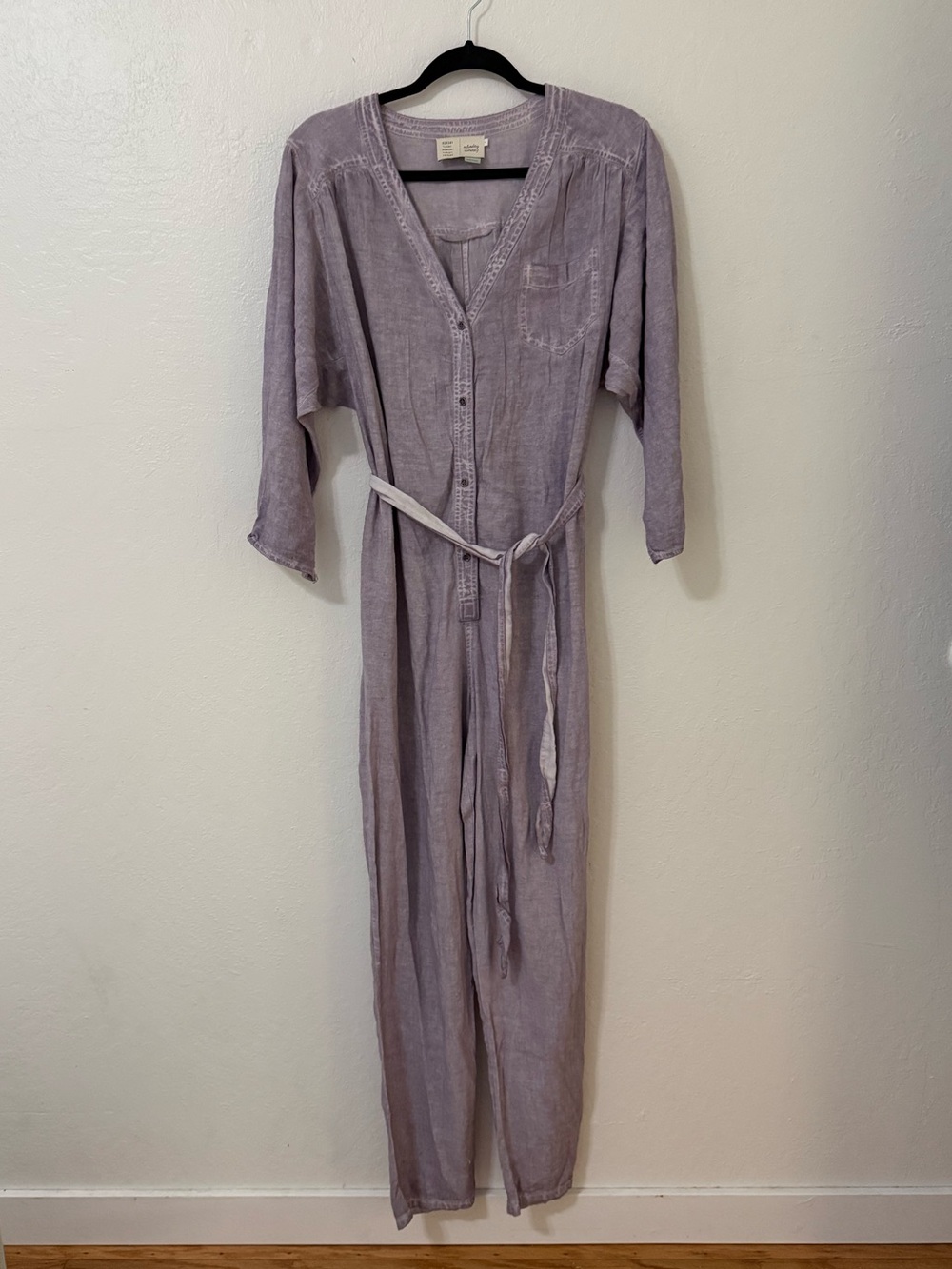 Anthropologie's Saturday Sunday Light Lavender Button-Front Jumpsuit size Small